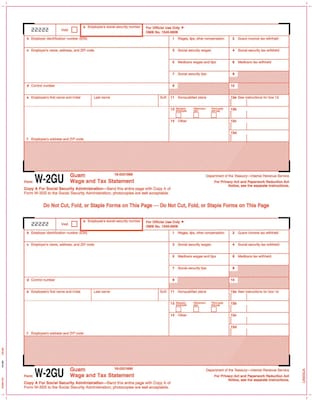 TOPS® W-2 Tax Form for Guam, 1 Part, Copy A, White, 8 1/2 x 11, 50 Sheets Per Pack
