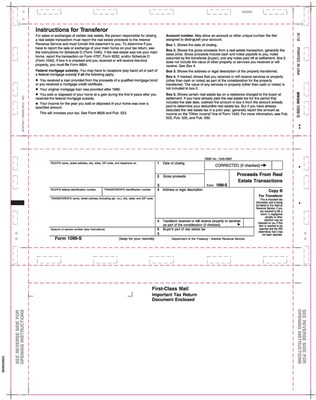 TOPS® 1099S Tax Form, 1 Part, White, 8 1/2 x 11, 500 Sheets/Pack
