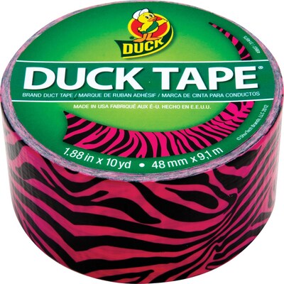 Duck® Brand Fun Duct Tape, Pink/Black Zebra, 1.88 x 10 Yards