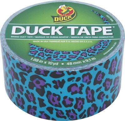 Duck® Brand Fun Duct Tape, Blue Leopard Print, 1.88 x 10 Yards