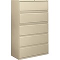 Hon® Brigade® 600 Series 5-Shelf Lateral File Cabinet with Receding Doors, Putty, Legal (625CLL)