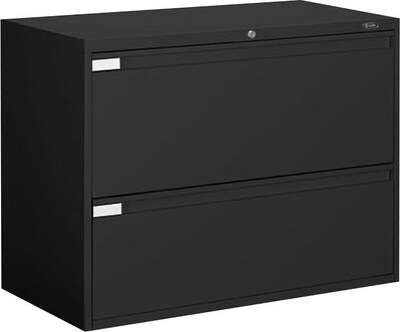Global 9300P Series Business-Plus Lateral File Cabinet, Letter/Legal, 2-Drawer, Black, 18D, 36W