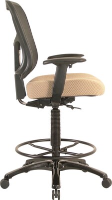 Tempur-Pedic Fabric Drafting Stool with Backrest and Footrest with Lumbar Support, Beige (TP8200-BEI