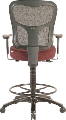 Tempur-Pedic Fabric Drafting Stool with Backrest and Footrest with Lumbar Support, Burgundy (TP8200-BURGUNDY)
