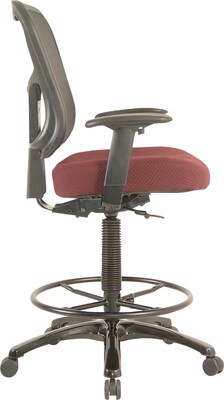 Tempur-Pedic Fabric Drafting Stool with Backrest and Footrest with Lumbar Support, Burgundy (TP8200-