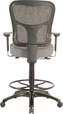 Tempur-Pedic Fabric Drafting Stool with Backrest and Footrest with Lumbar Support, Gray (TP8200-GREY)