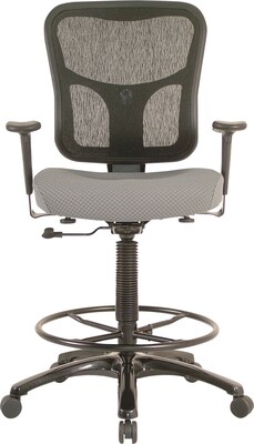 Tempur-Pedic Fabric Drafting Stool with Backrest and Footrest with Lumbar Support, Gray (TP8200-GREY)
