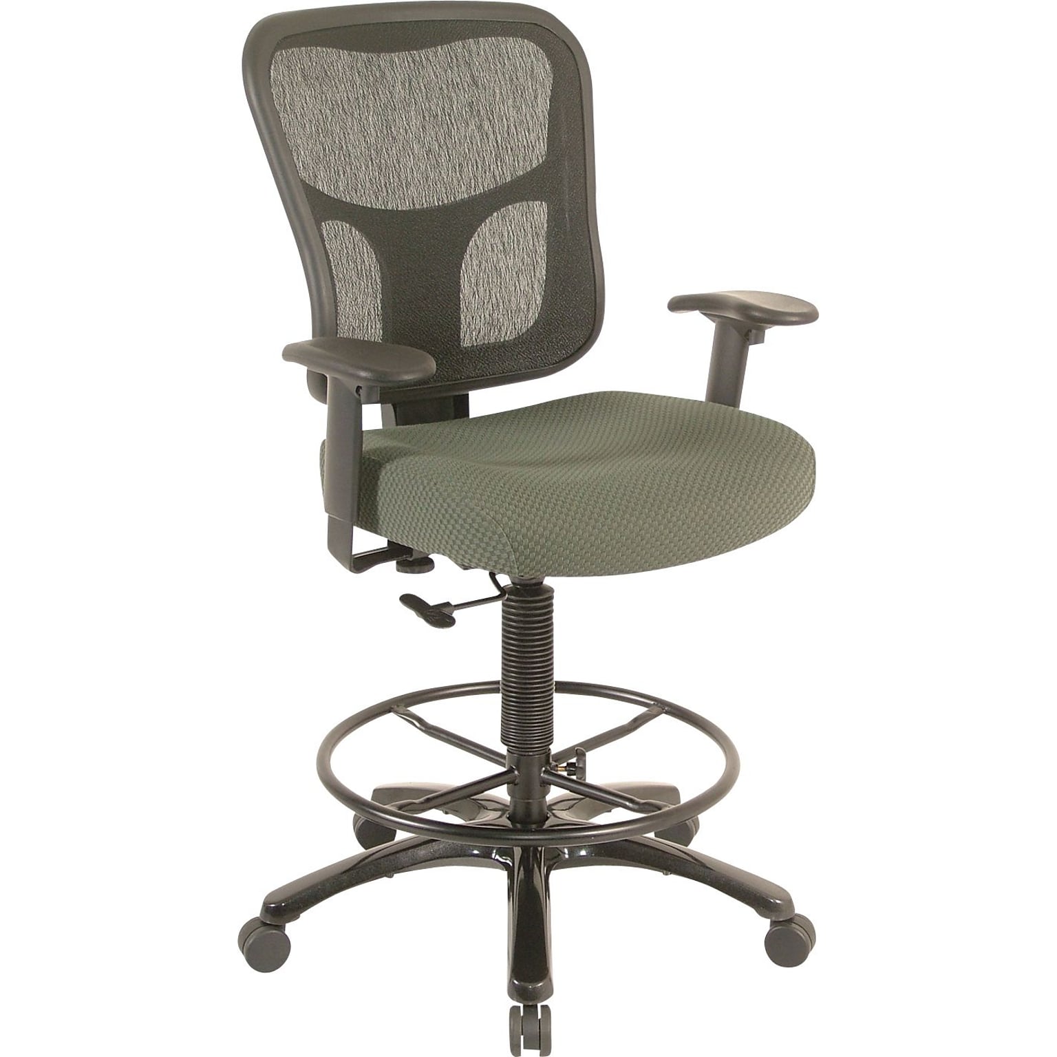Tempur-Pedic Fabric Drafting Stool with Backrest and Footrest with Lumbar Support, Olive (TP8200-OLIVE)