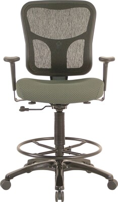 Tempur-Pedic Fabric Drafting Stool with Backrest and Footrest with Lumbar Support, Olive (TP8200-OLIVE)