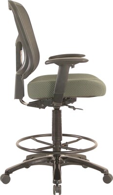 Tempur-Pedic Fabric Drafting Stool with Backrest and Footrest with Lumbar Support, Olive (TP8200-OLI