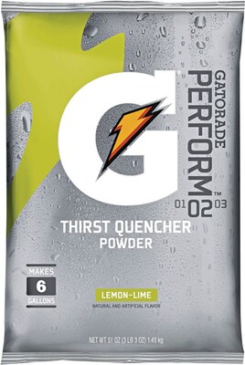 Gatorade® 6 gal Yield Instant Powder Dry Mix Energy Drink, 51 oz Pack, Lemon-Lime