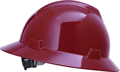 MSA Safety® V-Gard® Non-Slotted Protective Caps and Hats, Polyethylene, Hat, Standard, Red