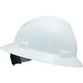 MSA V-Gard Polyethylene Ratchet Suspension Full Brim Hard Hat, White (475369)
