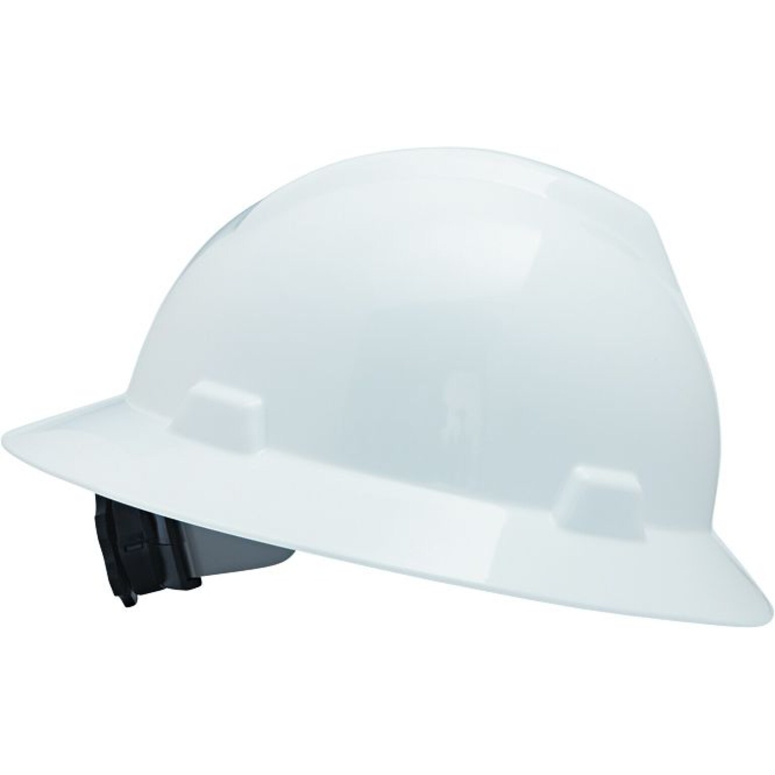 MSA V-Gard Polyethylene Ratchet Suspension Full Brim Hard Hat, White (475369)