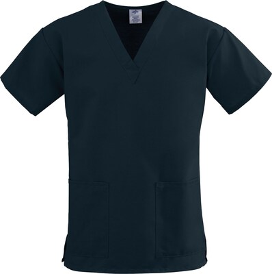 Medline ComfortEase Ladies Two-pockets V-neck Scrub Tops, Black, Large