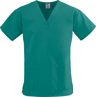 ComfortEase™ Ladies Two-pockets V-neck Scrub Tops, Evergreen, XS