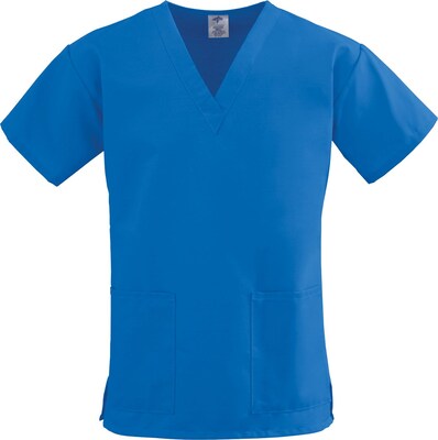 ComfortEase™ Ladies Two-pockets V-neck Scrub Tops, Royal Blue, 4XL