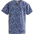ComfortEase™ Ladies Two-pockets V-neck Scrub Tops, Rhapsody Blue Print, Large