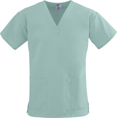 ComfortEase™ Ladies Two-pockets V-neck Scrub Tops, Seaspray, XS