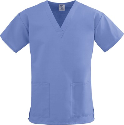 ComfortEase™ Ladies Two-pockets V-neck Scrub Tops, Ceil Blue, XS