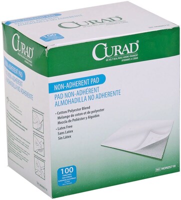 Curad® Non-adherent Pads, 4 L x 3 W, 100/Box