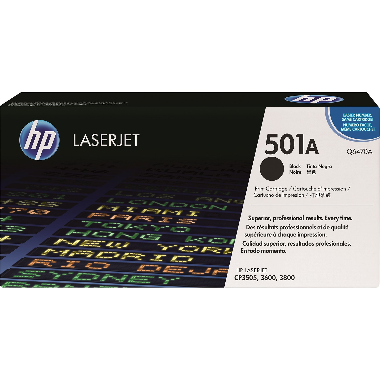 HP 501A Black Standard Yield Toner Cartridge   (Q6470A)