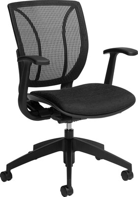 GIS Global Roma™ Mid-Back Task Chair with Arms, Mesh/Fabric, Coal