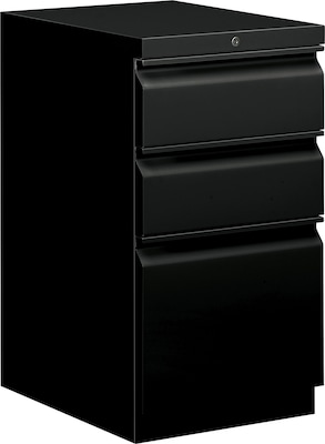 HON Brigade 3-Drawer Mobile Vertical File Cabinet, Letter Size, Lockable, 28"H x 15"W x 20"D, Black (H33720RP)