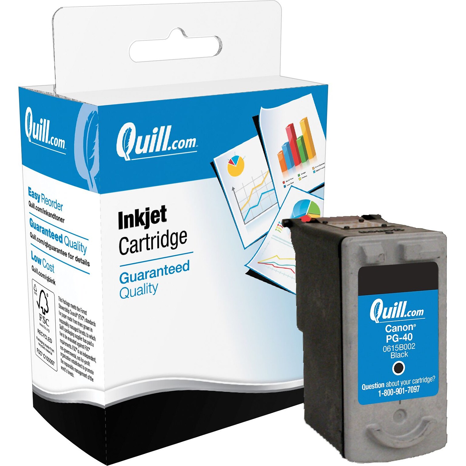 Quill Brand® Remanufactured Black Standard Yield Ink Cartridge Replacement for Canon PG-40 (0615B002) (Lifetime Warranty)