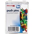 OIC® Push Pins, 1/4 Plastic Heads, Assorted Colors