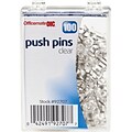 OIC® Push Pins, 1/4 Plastic Heads, Clear, 100 Boxes Per Carton (92707CT)