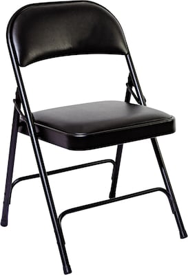 Alera™ Steel Folding Chairs with Vinyl Padded Seat, Graphite