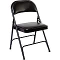 Alera™ Steel Folding Chairs with Vinyl Padded Seat, Graphite