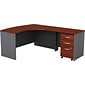 Bush Business Furniture Components 60"W L Shaped Desk with Left Handed Return and 3 Drw File Cabinet, Hansen Cherry (BDL003HCL)