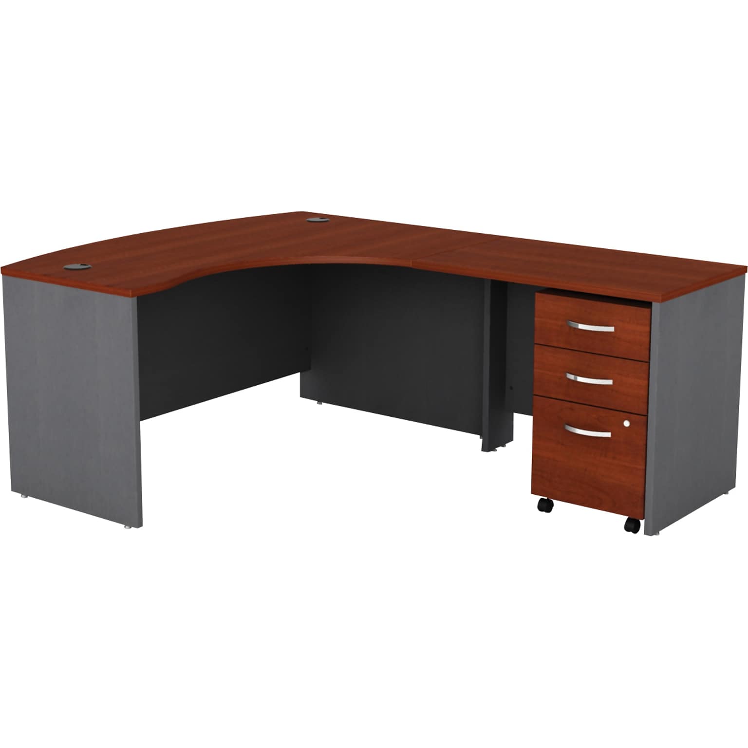 Bush Business Furniture Components 60W L Shaped Desk with Left Handed Return and 3 Drw File Cabinet, Hansen Cherry (BDL003HCL)