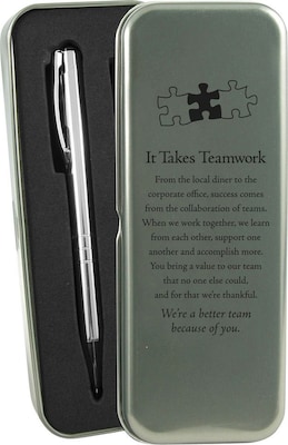 Baudville It Takes Teamwork Silver Pen and Pencil Gift Set (1390269ITT31)