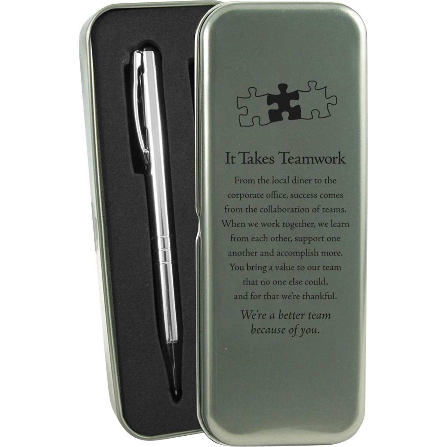 Baudville It Takes Teamwork Silver Pen and Pencil Gift Set (1390269ITT31)