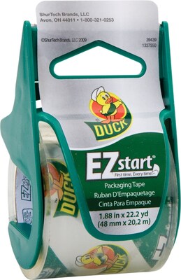 Duck® EZ Start Crystal Clear Packaging Tape with Dispenser, 1.88W x 22.2 Yards (07307)