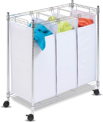 Honey Can Do Urban Triple Laundry Sorter, Chrome Rolling (SRT-01157)