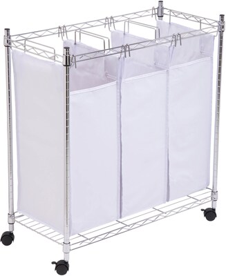 Honey Can Do Urban Triple Laundry Sorter, Chrome Rolling (SRT-01157)