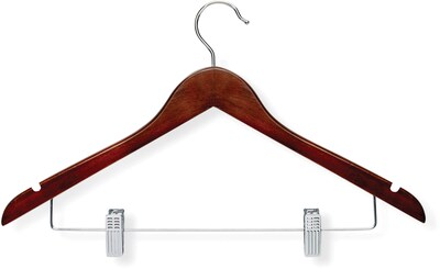Honey Can Do Wood Clothes Hangers with Clips, Cherry, 12/Pack (HNG-09034)