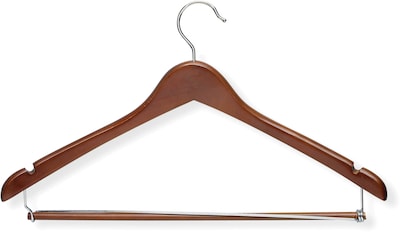Honey Can Do Contoured Suit Hanger With Locking Bar - Cherry, 6/Pack