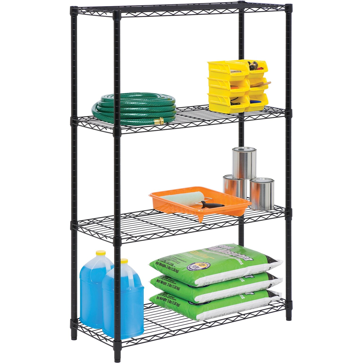 Honey Can Do 4-Tier 250lb. Capacity Shelving Unit, Black (SHF-01908)