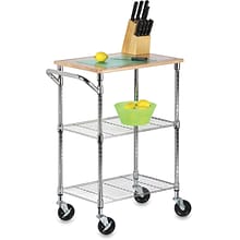 Honey-Can-Do 3-Shelf Mixed Materials Mobile Kitchen Cart with Lockable Wheels, Chrome (SHF-09690)