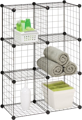 Honey-Can-Do 6 Pack Modular Mesh Storage Cubes, Black (985456HCD)