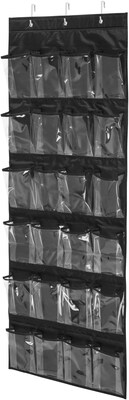 Honey Can Do 24 Pocket Over-Door Shoe Organizer, Black (SFT-01249)