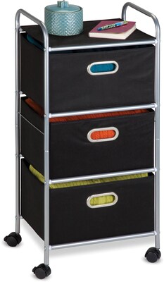 Honey Can Do 3 Drawer Fabric Storage Cart, Black (CRT-02184)