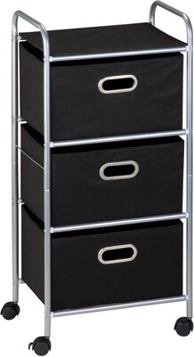 Honey Can Do 3 Drawer Fabric Storage Cart, Black (CRT-02184)