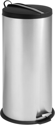 Honey Can Do 7.9 gal. 2-Tone Stainless Steel Round Step Trash Can; Silver