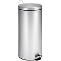 Honey-Can-Do Stainless Steel Round Step Trash Can with Lid, Silver, 7.92 Gallon (TRS-02110)